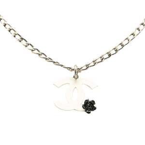 CHANEL Authentic White Logo Necklace